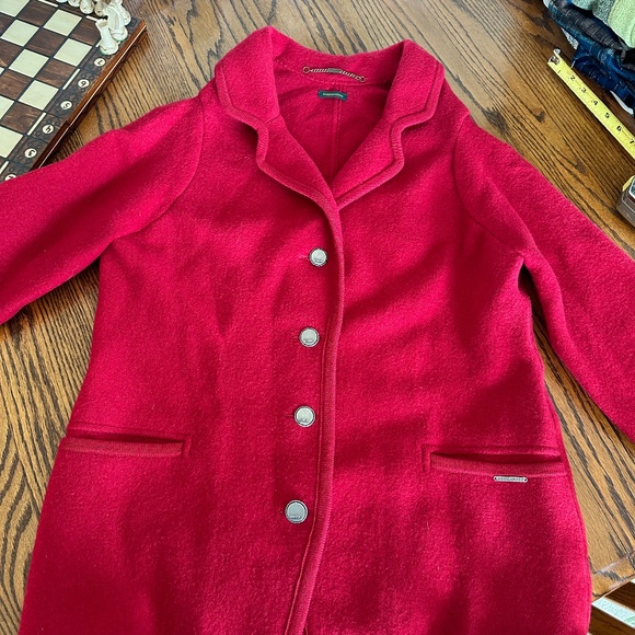 GEIGER Austria Red Boiled Wool Blazer Jacket Coat Cardigan - Picture 1 of 11